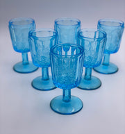 Vintage 'Panel Grape' Light Blue Goblet image 1