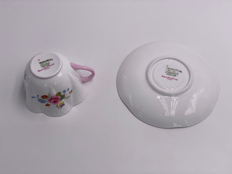 Vintage 'Rose & Red Daisy' Teacup & Saucer image 2