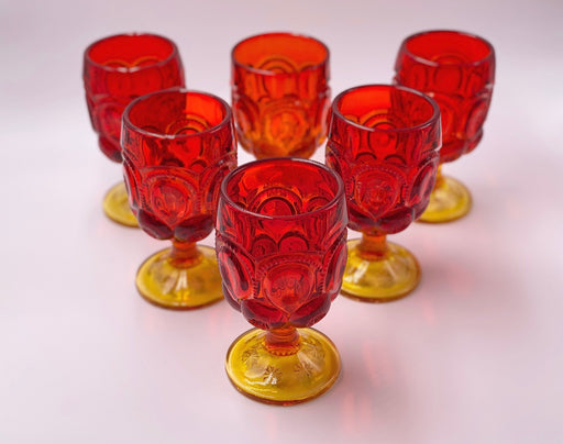 Vintage 'Moon & Stars' Amberina Goblet image 1