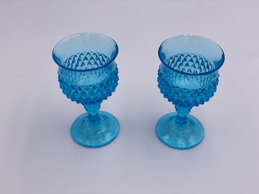 Vintage 'Diamond Point' Wine Glass in Light Blue image 1