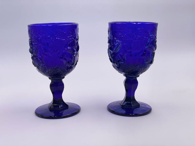 Vintage 'Wild Rose' Goblet in 'Cobalt' image 0