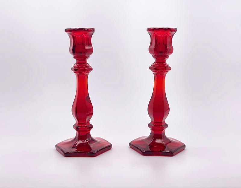 Mosser Glass 'Candlestick' in 'Red' (Set of two) image 0
