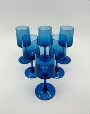 Vintage 'Murano Glass' Wine Glasses in 'Azure Blue' (Set of Six) image 0