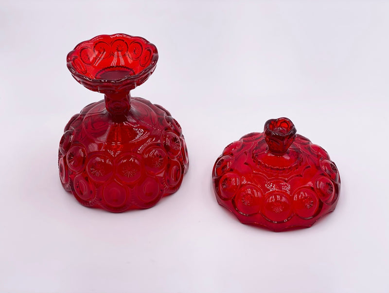 Vintage 'Moon & Stars' Covered Compote in 'Ruby Red' image 2