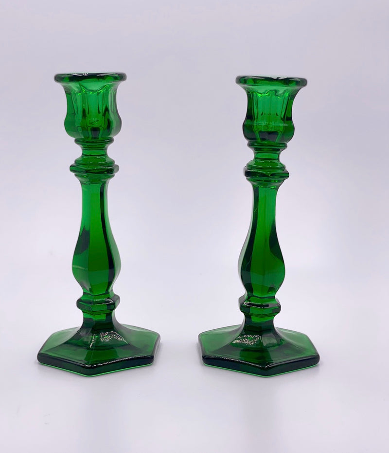 Mosser Glass 'Candlesticks' in 'Green' (Set of two) image 1