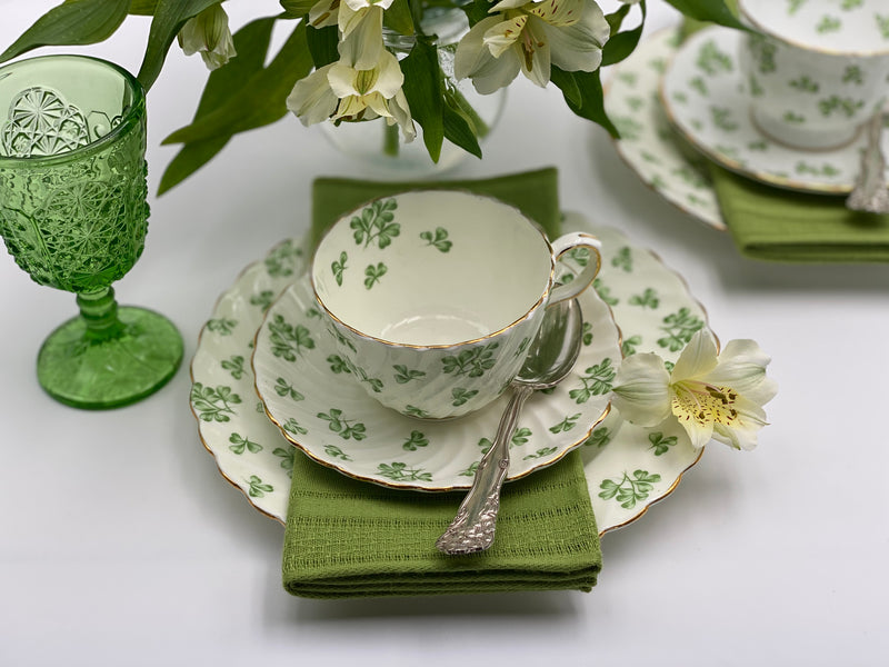 Vintage Aynsley 'Shamrock' Green Teacup & Saucer image 4