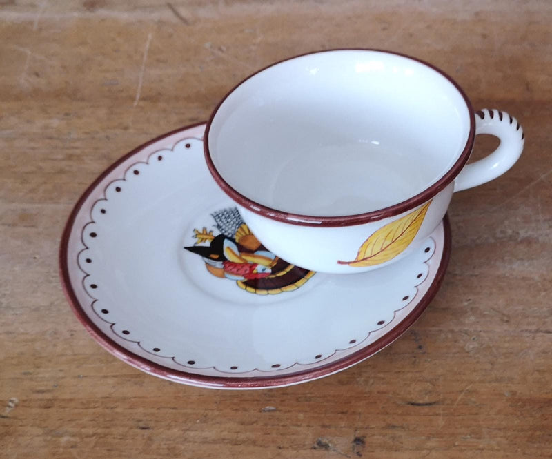 Boxed Set of (4) 'Turkey' Teacups & Saucers image 0