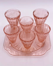 Vintage 'Poinsettia' Tumblers & Tray in 'Pink' (Set) image 4