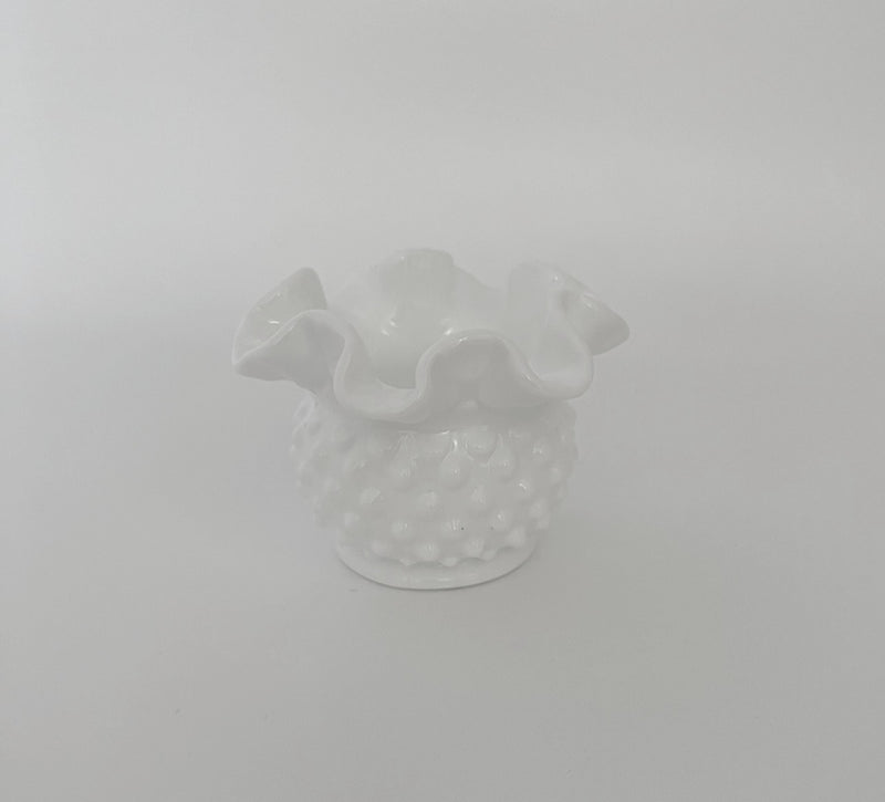 Vintage 'Fenton' Hobnail Milk Glass Rose Bowl image 0
