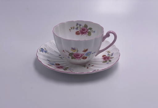 Vintage 'Rose & Red Daisy' Teacup & Saucer image 0
