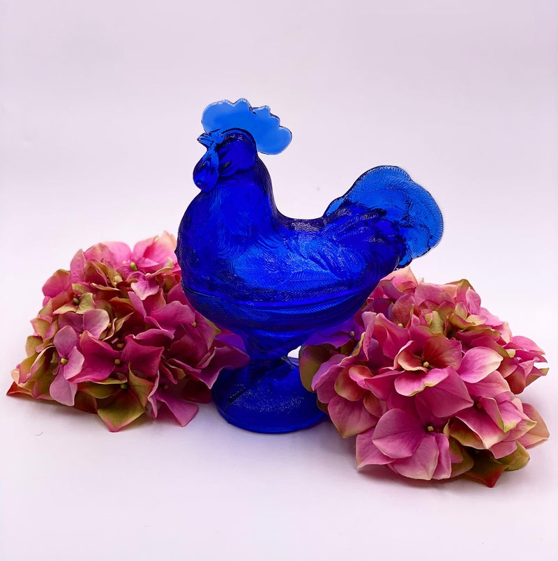 Vintage 'Rooster Candy Dish' in Cobalt image 1