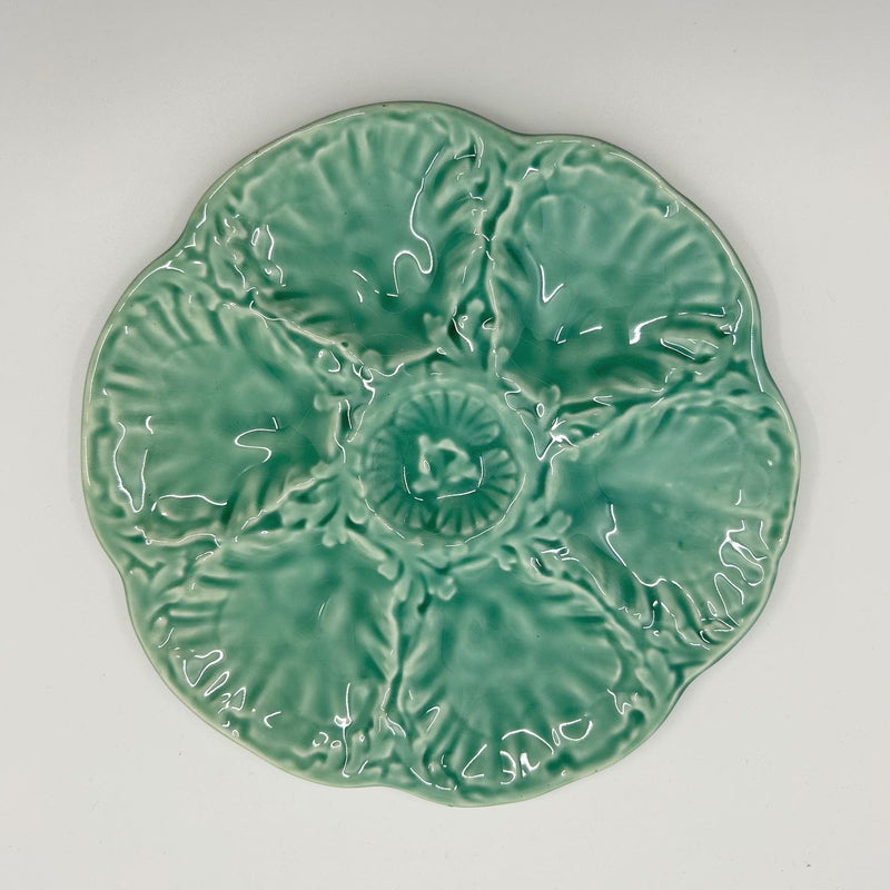 Vintage Majolica 'Turquoise' Oyster Plate image 0