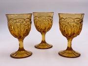 Vintage 'Double Wedding Ring' Amber Goblet image 0