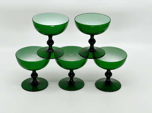 Vintage 'Murano Glass' Coupes in 'Green' (Set of 6) image 0