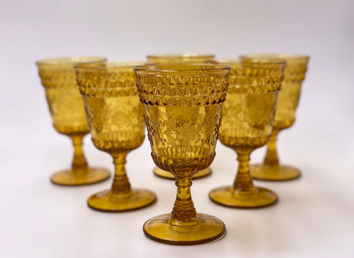 Vintage 'Wildflower' Amber Goblet image 0