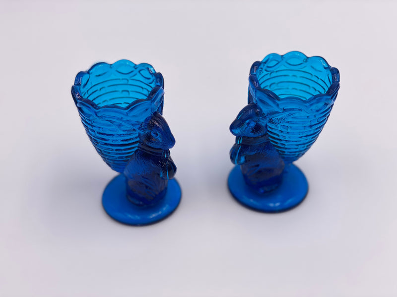Vintage Set of (2) 'Blue' Bunny Rabbit Toothpick Holders (Egg Cups image 0