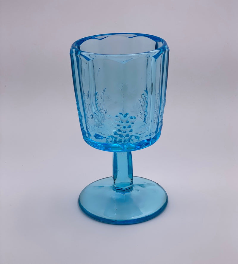 Vintage 'Panel Grape' Light Blue Goblet image 2