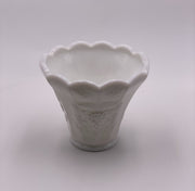 Vintage 'Paneled Grape' Flat Flower Pot in 'Milk Glass' image 2