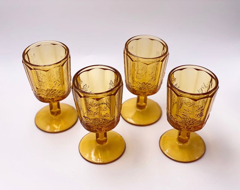Vintage 'Panel Grape' Amber Goblet image 2