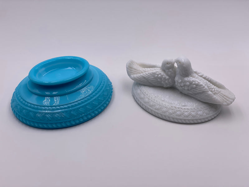 Vintage 'Lovebirds' in 'Milk Glass & Blue' image 2