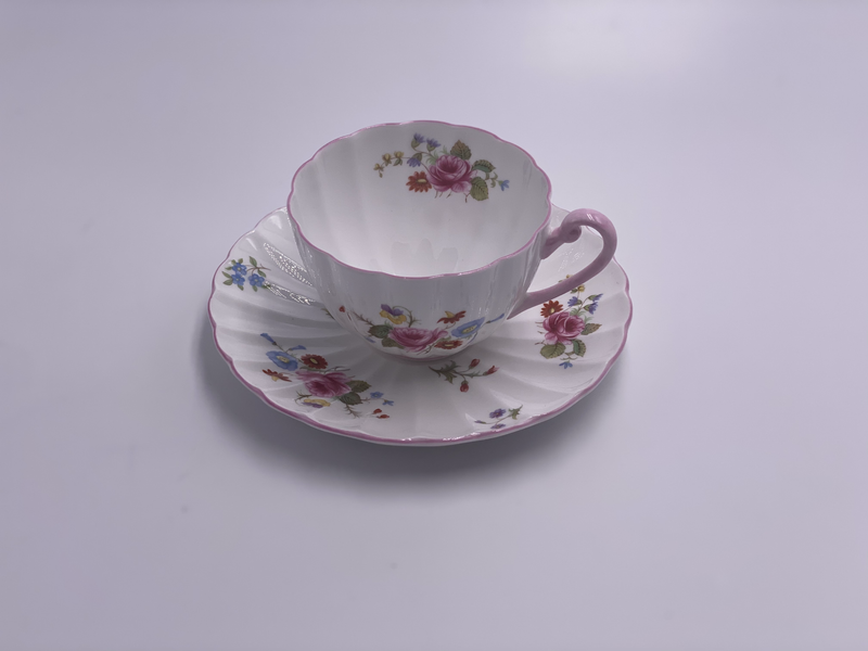 Vintage 'Rose & Red Daisy' Teacup & Saucer image 1
