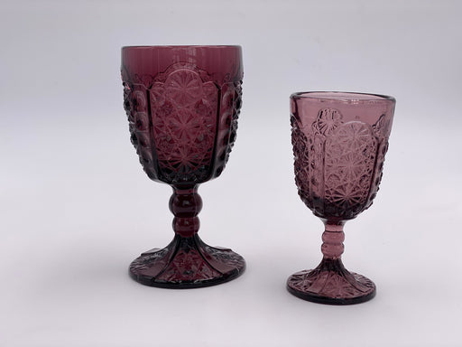 Vintage 'Daisy & Button Thumbprint Panel' Amethyst Wine Glass image 1