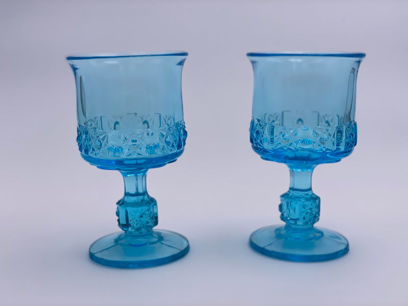 Vintage 'Daisy & Cube Stars & Bars' Light Blue Goblet image 0