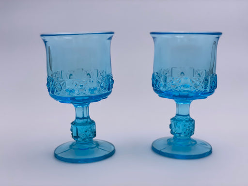 Vintage 'Daisy & Cube Stars & Bars' Light Blue Goblet image 0