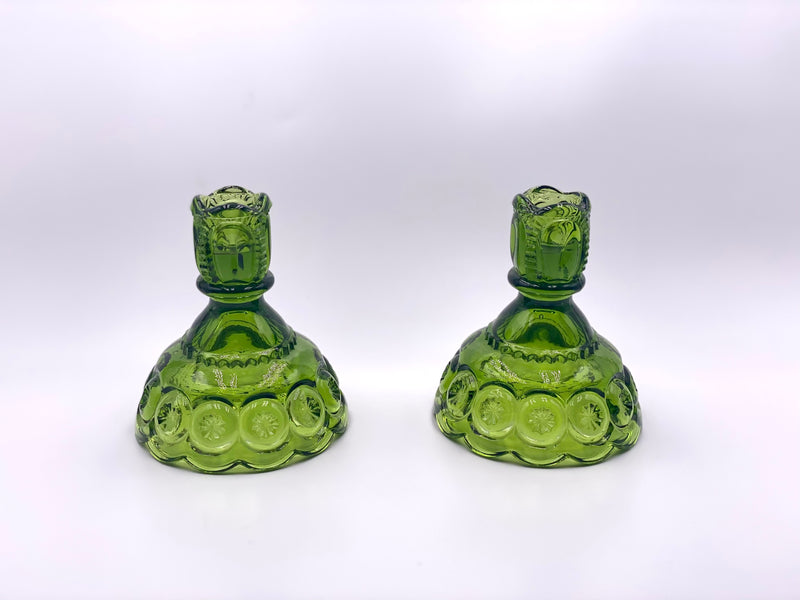 Vintage 'Moon & Stars' Candlesticks in 'Green' (Set of Two) image 0