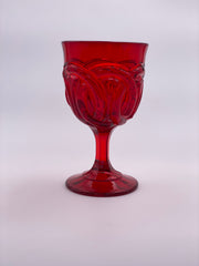 Vintage 'Double Wedding Ring' Ruby Red Goblet image 0
