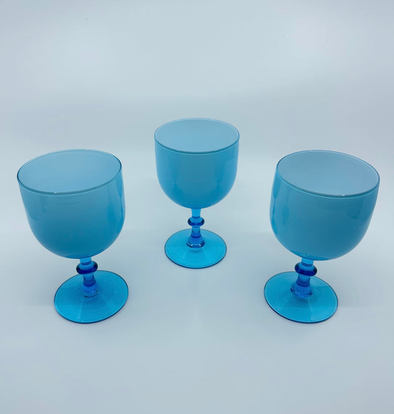 Vintage 'Murano Glass' Goblets in 'Light Blue' (Set of 3) image 0
