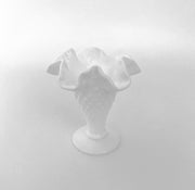 Vintage 'Fenton' Hobnail Milk Glass Crimped Vase image 0
