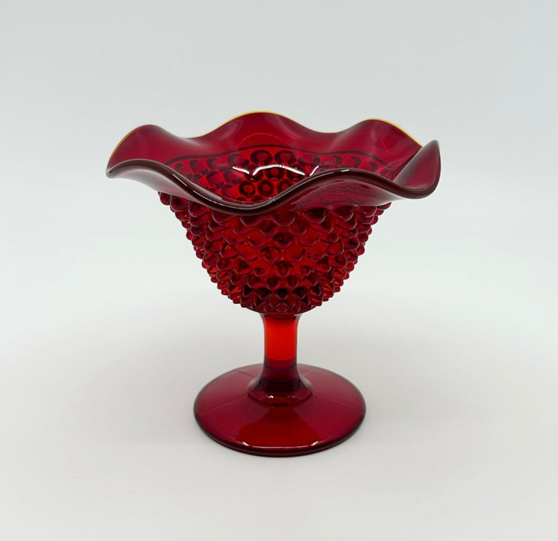 Vintage 'Hobnail' Compote in 'Ruby Red' image 0