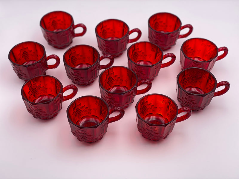 Vintage 'Panel Grape' Punch Bowl Set in 'Ruby Red' image 4