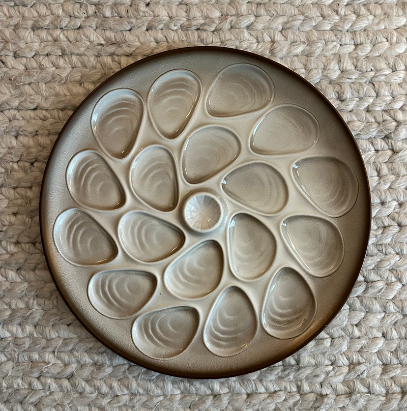 Vintage Majolica 'Grey-Brown' Oyster Platter image 0