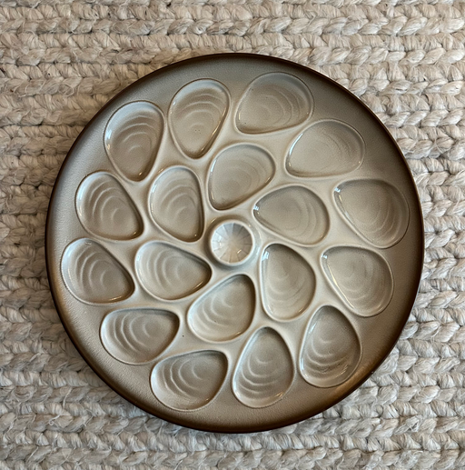 Vintage Majolica 'Grey-Brown' Oyster Platter image 0