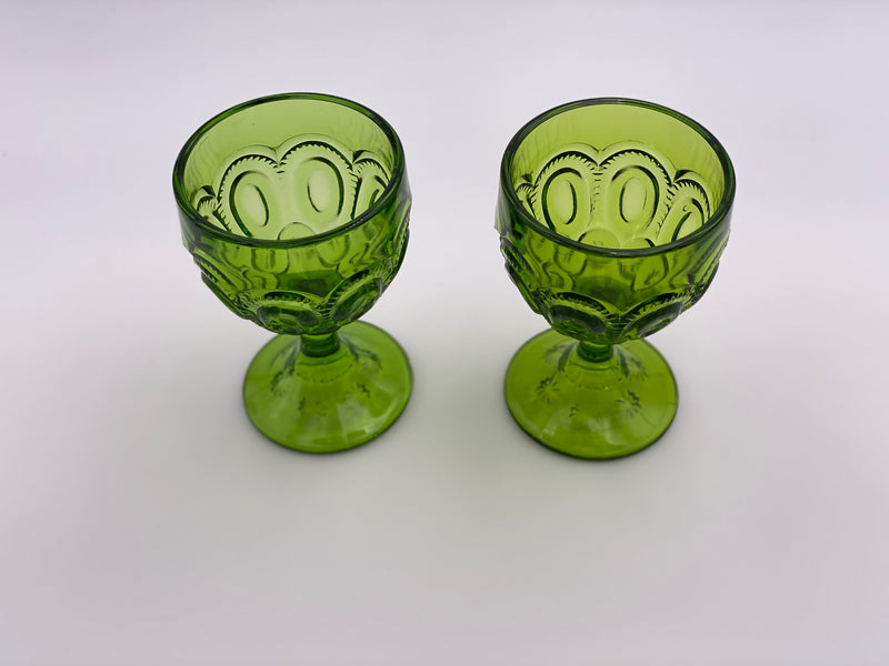 Vintage 'Moon & Stars' Green Wine Glass image 1