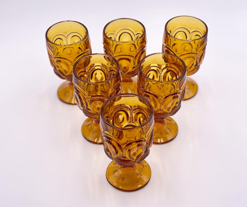 Vintage 'Moon & Stars' Amber Goblet image 2