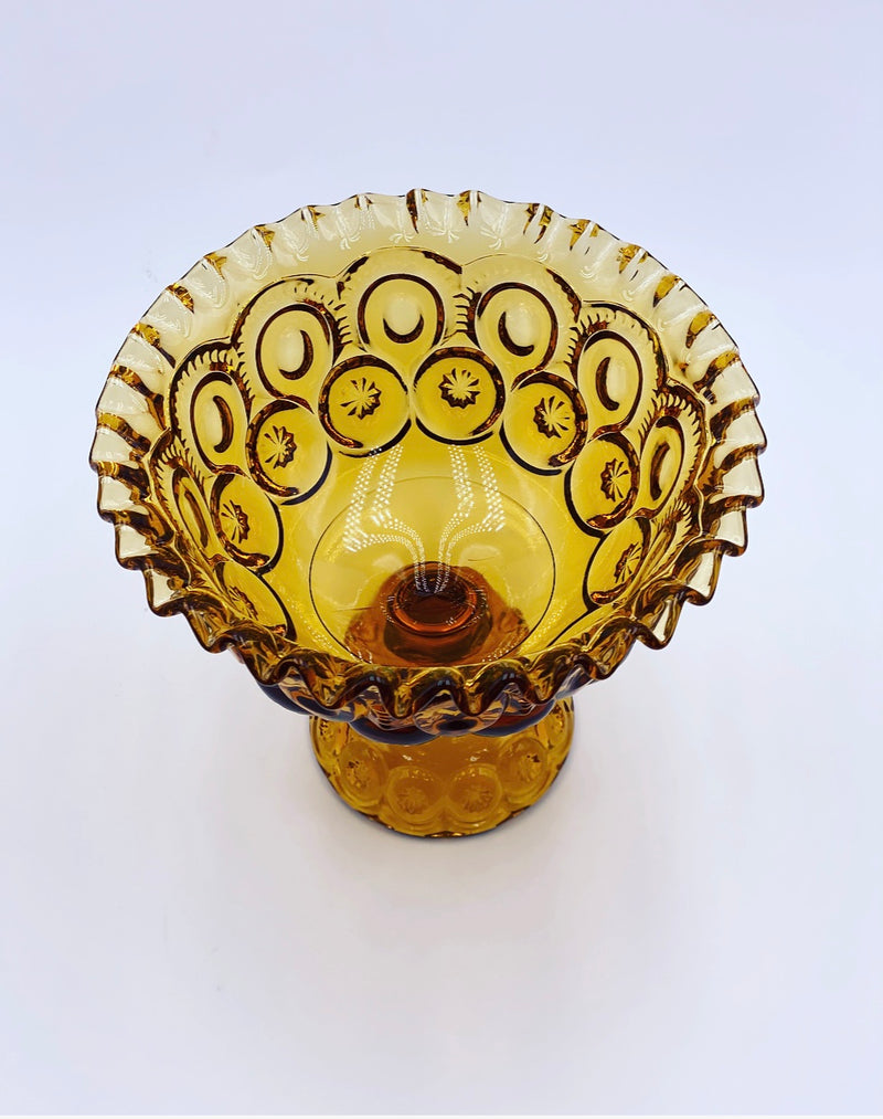 Vintage 'Moon & Stars' Footed Compote in 'Amber' image 3