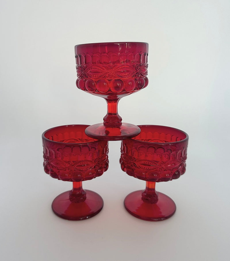 Vintage 'Eye Winker' Champagne Coupe in 'Ruby Red' image 0