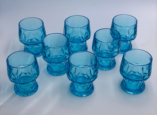 Vintage 'Georgian' Blue Glasses (Small) - Set of 8 image 1