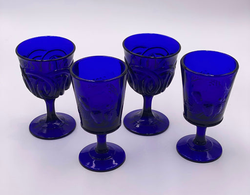 Vintage 'Double Wedding Ring' Cobalt Goblet image 1