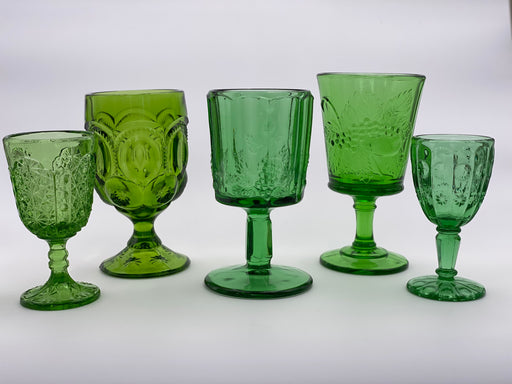 Vintage 'Strawberry & Currant' Green Goblet image 1