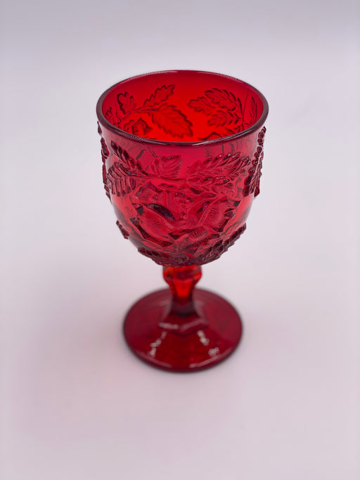 Vintage 'Wild Rose' Goblet in Ruby Red by Fenton image 1
