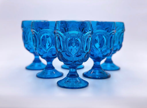 Vintage 'Moon & Stars' Aqua Blue Goblet image 1