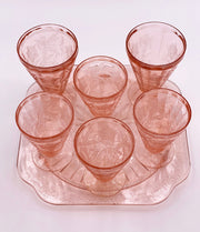 Vintage 'Poinsettia' Tumblers & Tray in 'Pink' (Set) image 1