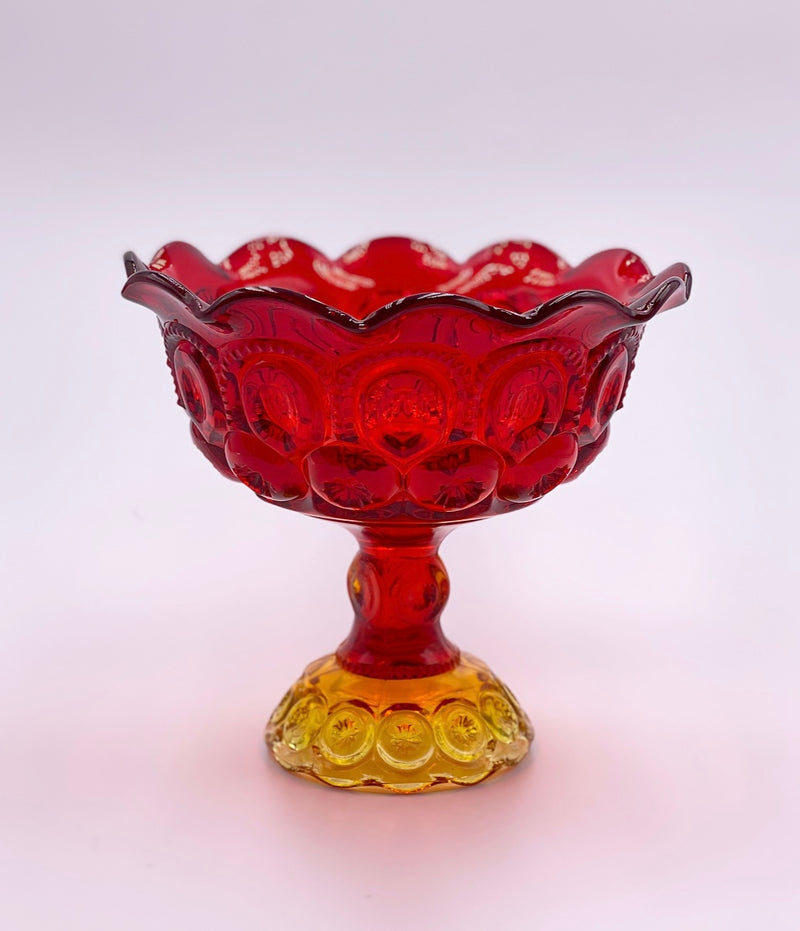 Vintage 'Moon & Stars' Footed Compote in 'Amberina' image 0