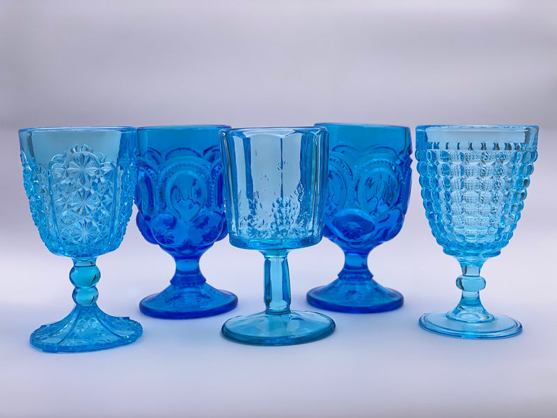 Vintage 'Panel Grape' Light Blue Goblet image 4