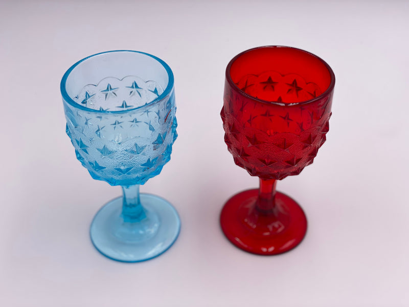 Vintage 'Stippled Star' Ruby Red Goblet image 3