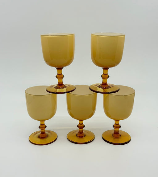 Vintage 'Murano' Wine Glasses in 'Butterscotch & Amber' (Set of Five) image 1